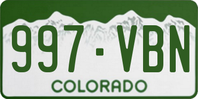 CO license plate 997VBN