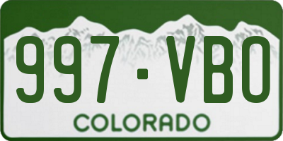 CO license plate 997VBO