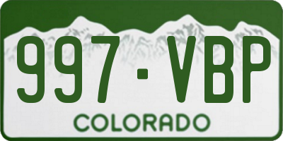 CO license plate 997VBP