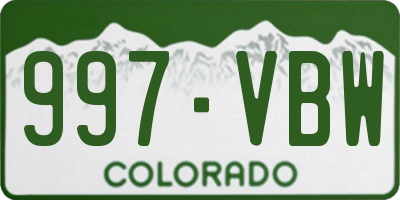 CO license plate 997VBW