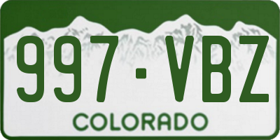 CO license plate 997VBZ