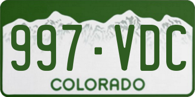 CO license plate 997VDC