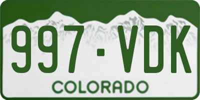 CO license plate 997VDK