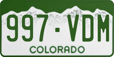 CO license plate 997VDM