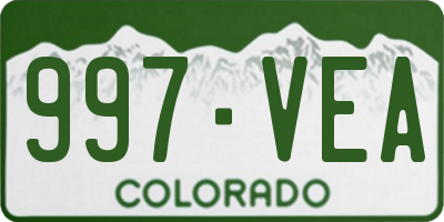 CO license plate 997VEA