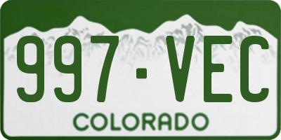 CO license plate 997VEC