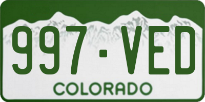 CO license plate 997VED