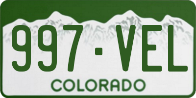 CO license plate 997VEL