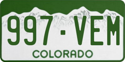 CO license plate 997VEM