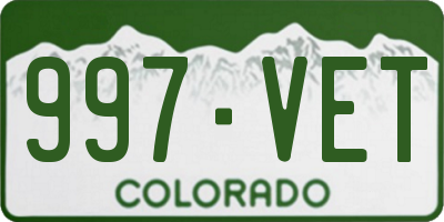 CO license plate 997VET