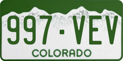 CO license plate 997VEV