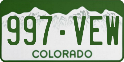 CO license plate 997VEW
