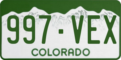 CO license plate 997VEX