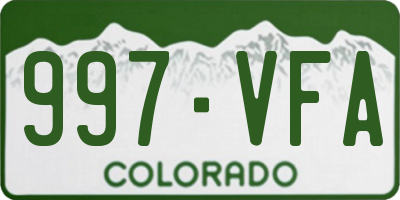 CO license plate 997VFA