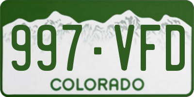 CO license plate 997VFD