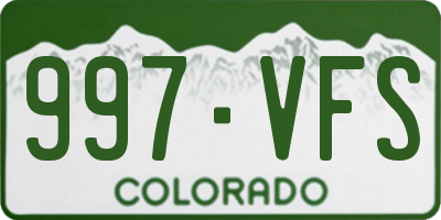 CO license plate 997VFS