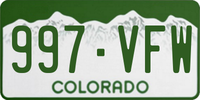 CO license plate 997VFW