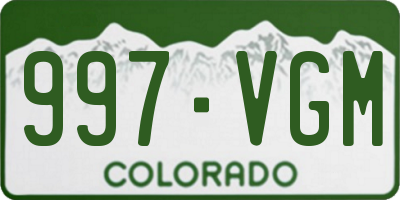 CO license plate 997VGM