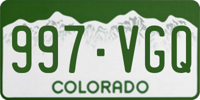 CO license plate 997VGQ
