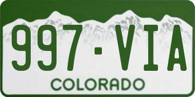CO license plate 997VIA