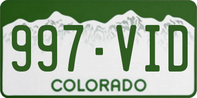 CO license plate 997VID
