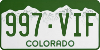 CO license plate 997VIF