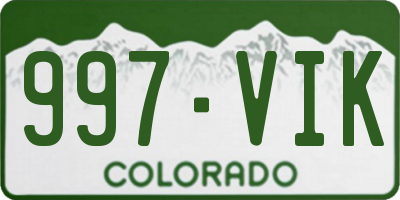 CO license plate 997VIK