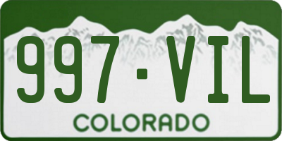 CO license plate 997VIL