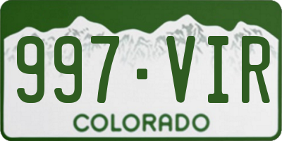 CO license plate 997VIR