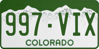 CO license plate 997VIX