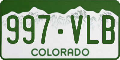 CO license plate 997VLB