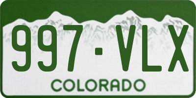 CO license plate 997VLX