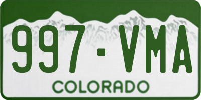 CO license plate 997VMA