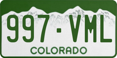 CO license plate 997VML