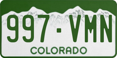 CO license plate 997VMN