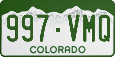 CO license plate 997VMQ