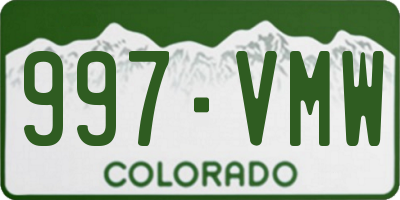 CO license plate 997VMW