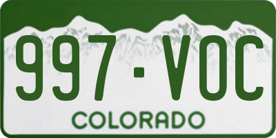 CO license plate 997VOC