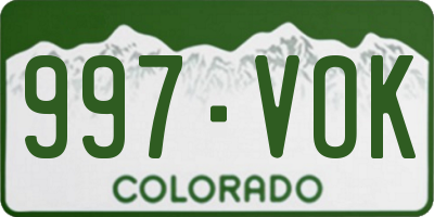 CO license plate 997VOK
