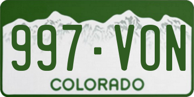 CO license plate 997VON