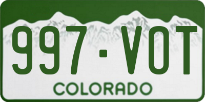 CO license plate 997VOT