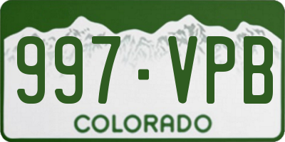 CO license plate 997VPB