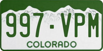 CO license plate 997VPM