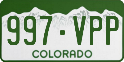 CO license plate 997VPP