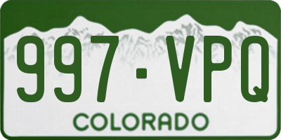 CO license plate 997VPQ