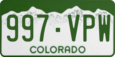 CO license plate 997VPW