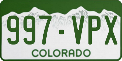 CO license plate 997VPX