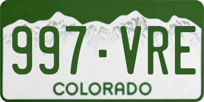 CO license plate 997VRE