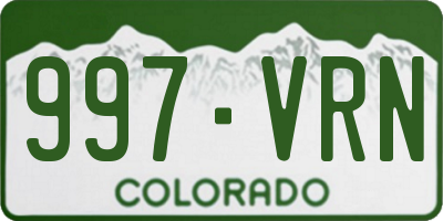 CO license plate 997VRN