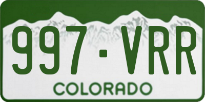 CO license plate 997VRR